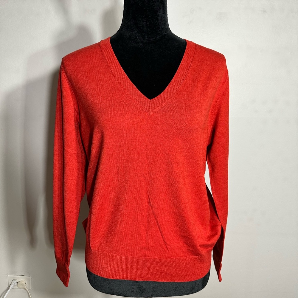 Red Ann Taylor sweater v neck